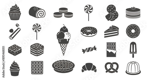 Collection of various delicious desserts and sweets, perfect for culinary projects.