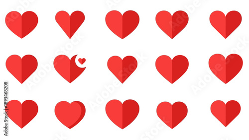 Red Hearts on White Background.
