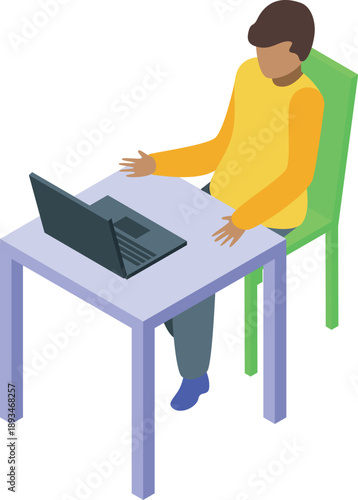 Male programmer using laptop at desk, working on software development project