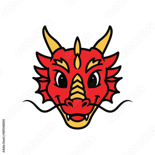 Smiling zodiac dragon head facing forward
