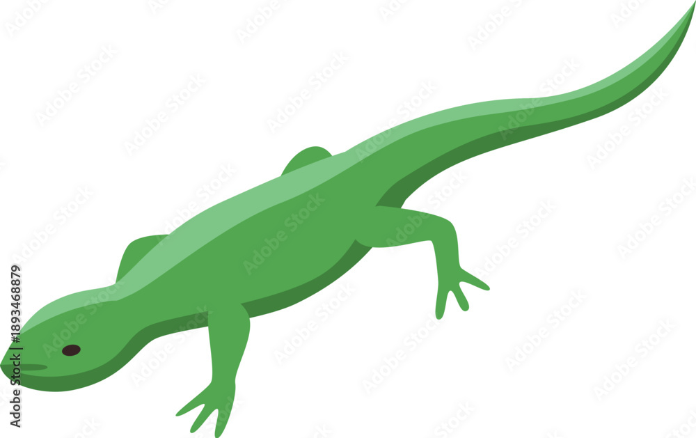 Fototapeta premium Isometric vector illustration of a green lizard crawling, perfect for educational or nature themed projects