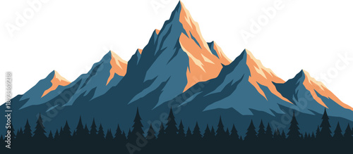 Mountain, forest, sunrise, sunset, 