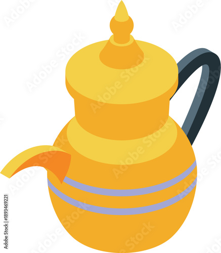 Golden dallah coffee pot representing hospitality and generosity in arabian culture