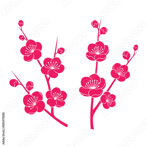 Stylized plum blossom flowers