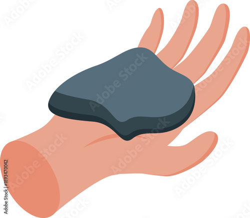 Open hand holding gray modeling clay, ready for sculpting and creative activities