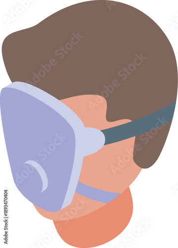 Man wearing industrial safety mask, protecting himself from hazardous materials and ensuring workplace safety