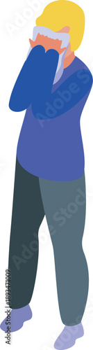 Elderly man covering face with hands, experiencing shame, regret, or disappointment