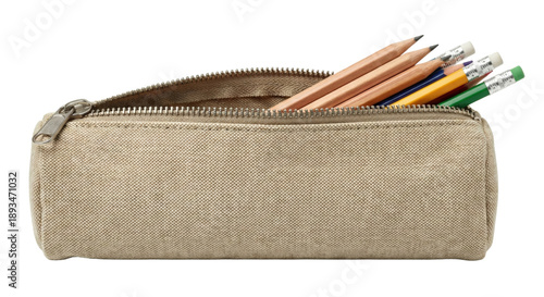 Bild auf Leinwand Open canvas pencil case filled with wooden pencils
