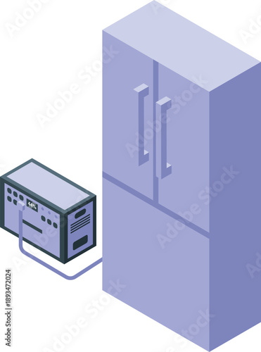Portable power generator supplying energy to a refrigerator, ensuring food preservation during blackout