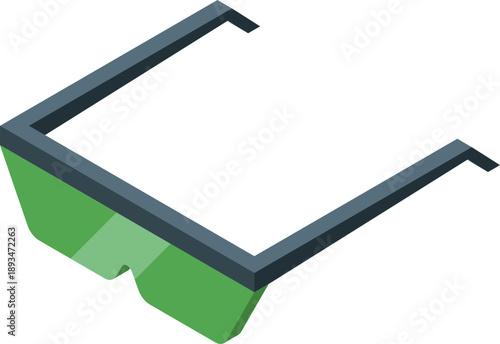 Green protective glasses ensure workplace safety in an isometric perspective