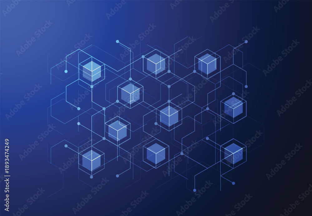 Fototapeta premium Abstract blockchain digital technology concept. Big data design. Vector illustration