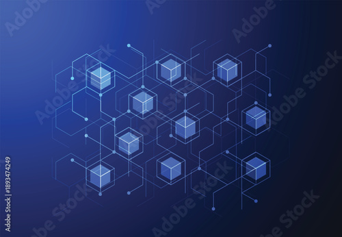 Abstract blockchain digital technology concept. Big data design. Vector illustration