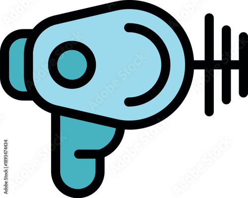 Electric hair dryer emitting hot air, modern beauty salon tool for drying and styling hair