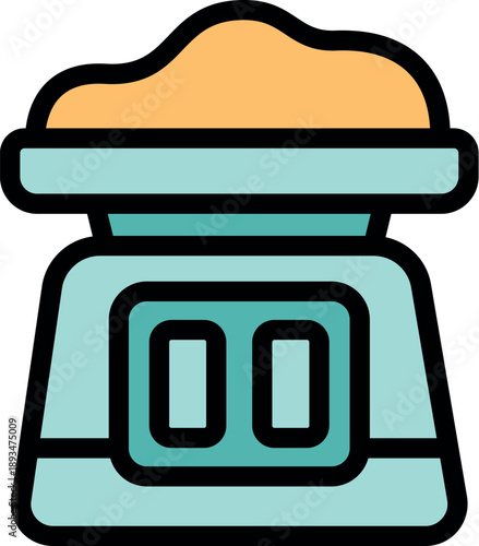 Kitchen scale displaying weight of food ingredients, useful tool for precise cooking and baking