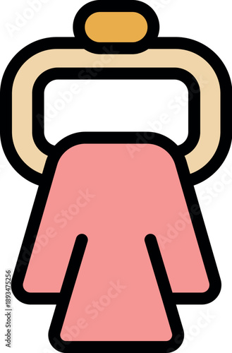 Clean pink towel hanging on a round towel holder, ready for use in the bathroom