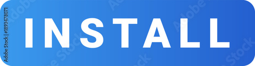 Blue rounded install button. Minimal gradient user interface element isolated on white background for web app and software installation design.