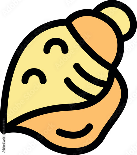 Cartoon seashell character smiling and waving, perfect for children's books, educational materials, or any project needing a touch of whimsy