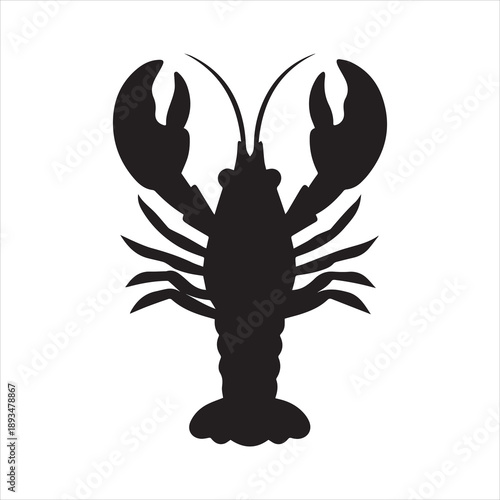 Black lobster vector illustration seafood animal crustacean silhouette design graphic art marine life ocean creature