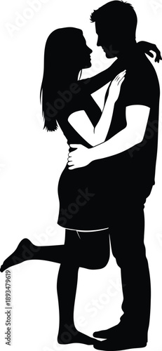 Romantic couple sharing a tender moment in love