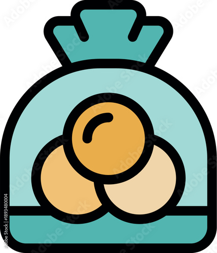 Transparent cellophane bag showcasing a collection of delicious round candies, a sweet treat for all ages