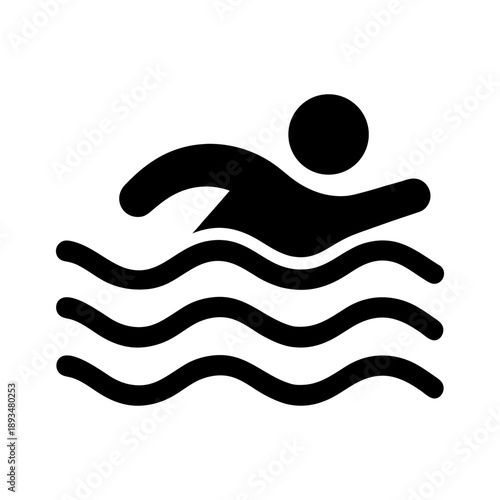 Swimmer Symbol Vector Icon Isolated on White.