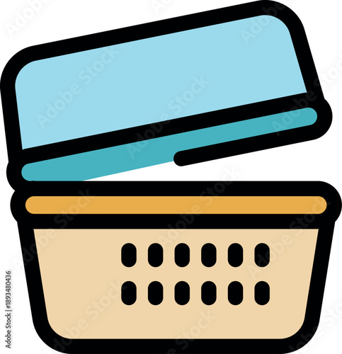 Woven picnic basket opening, revealing empty interior, ready for outdoor lunch or picnic