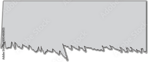 A gray silhouette of the state of Oklahoma with a jagged bottom edge on a white background