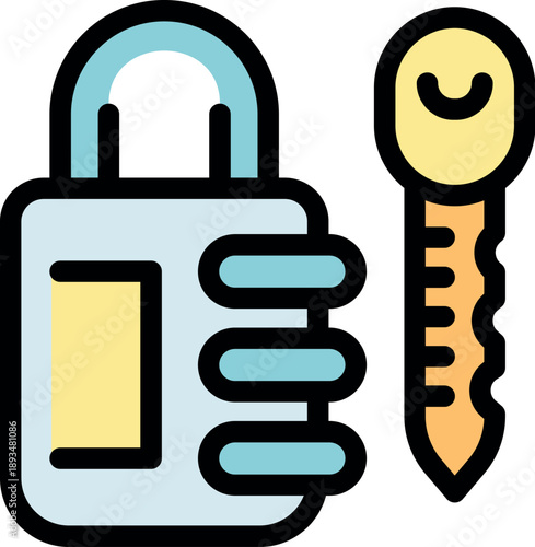 Combination padlock being unlocked with key, ensuring security and access control