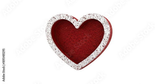 Red Heart Decoration with White Lace Border