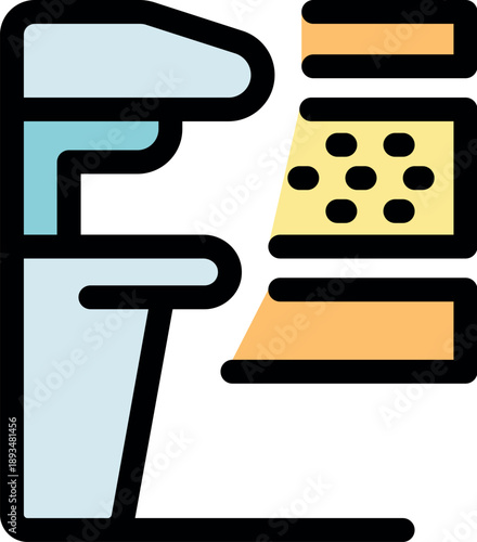 Medical equipment performing a mammogram scan for breast cancer screening