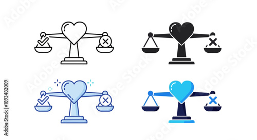 Heart shaped scales balancing justice and love in harmony, premium file (189).eps