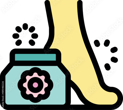 Foot care cream based on natural ingredients being applied for soft and healthy skin