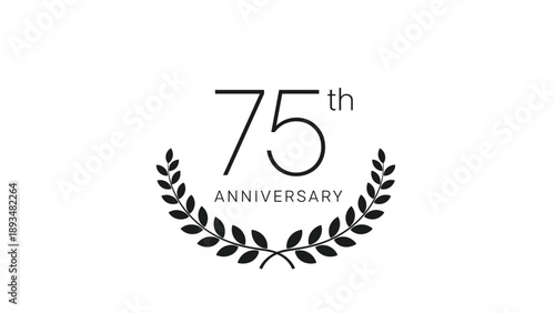 Elegant seventy fifth anniversary badge with a laurel wreath and simple typography designed for platinum jubilee celebrations or corporate milestones.