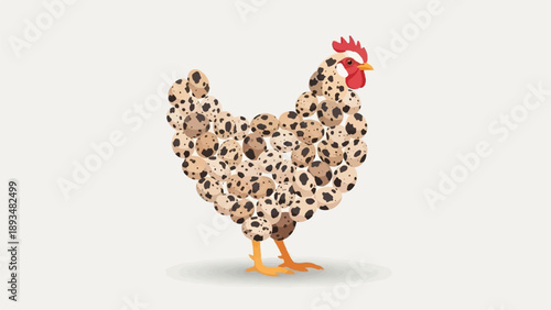 Creative representation of a hen made from quail eggs