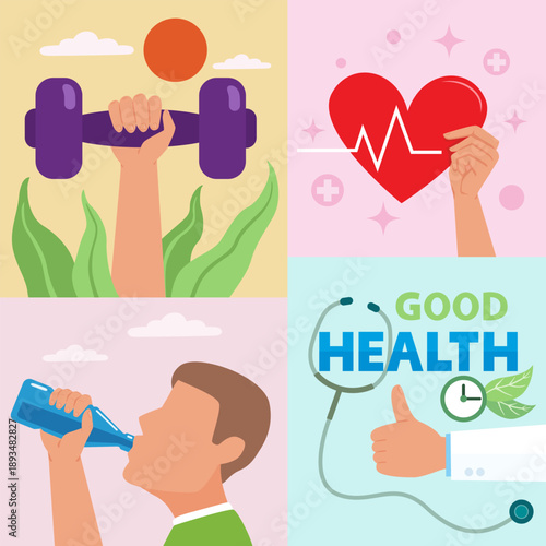 Exercise and health care vectors image.