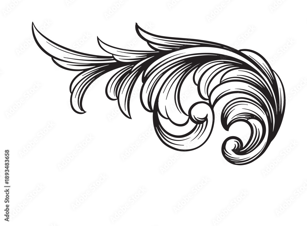Fototapeta premium floral ornament vintage hand drawing illustration