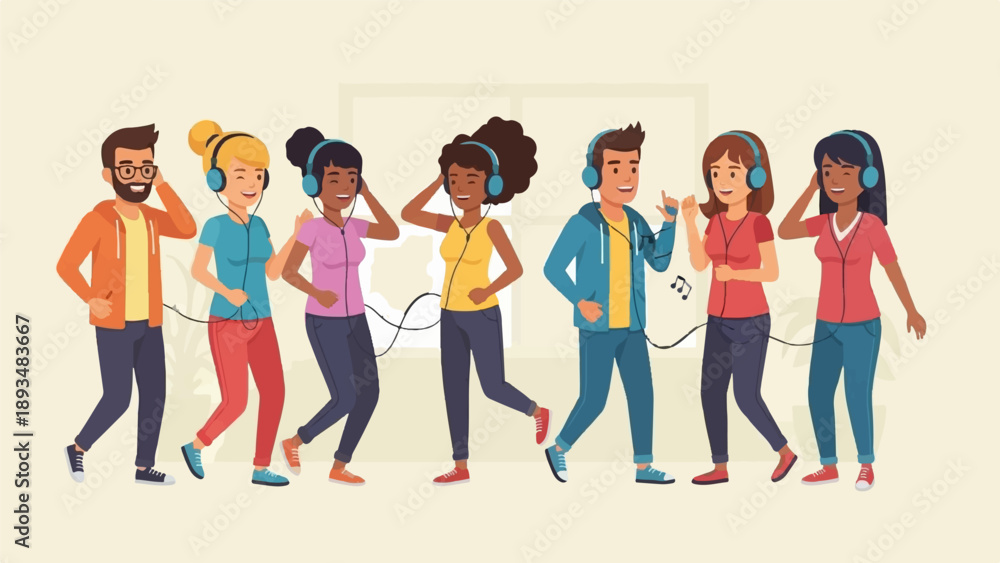 Obraz premium Diverse group of people enjoying music together