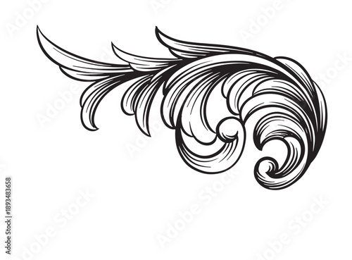 floral ornament vintage hand drawing illustration