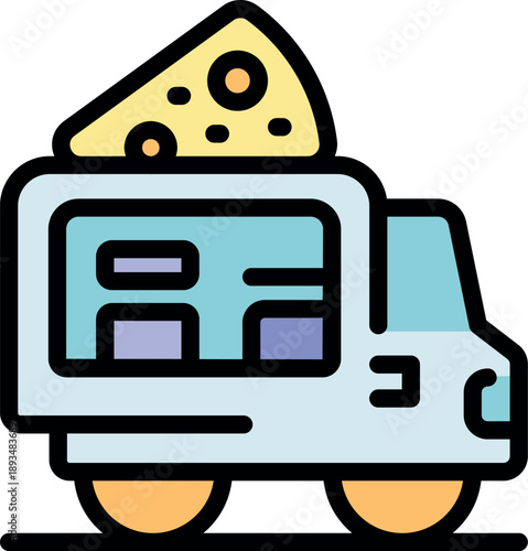 Cartoon cheese food truck delivering cheesy goodness