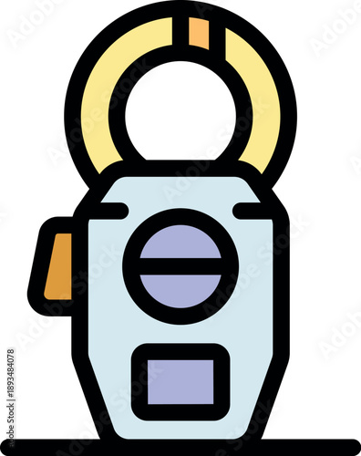 Digital clamp meter is being used for measuring electrical current flowing through wire, performing maintenance and repair work