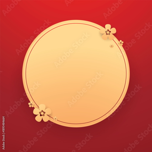 Happy Chinese new year 2026. Chinese new year banner for show product. Greeting card. China frame with lantern on red background.