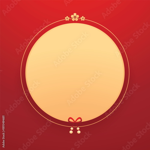 Happy Chinese new year 2026. Chinese new year banner for show product. Greeting card. China frame with lantern on red background.