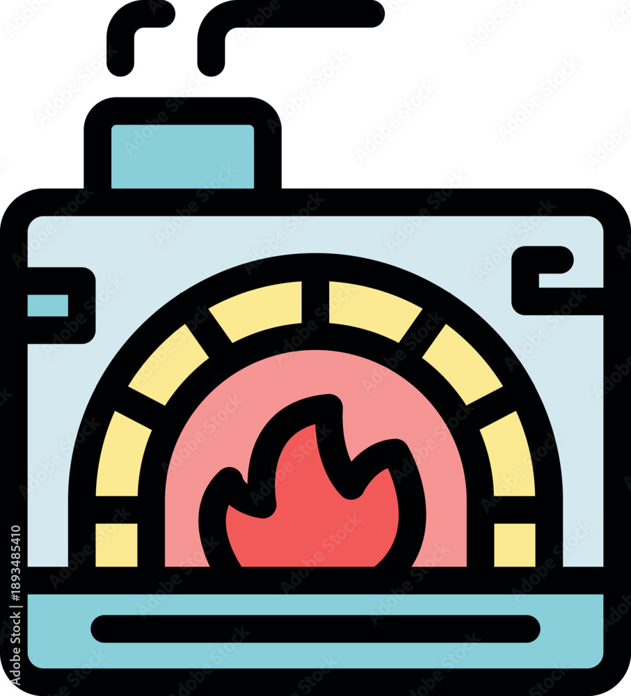 Naklejka premium Colorful illustration of a stylized fireplace with a flame