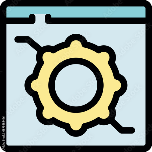 Gear icon displayed on a web page, symbolizing website optimization, development, and configuration processes