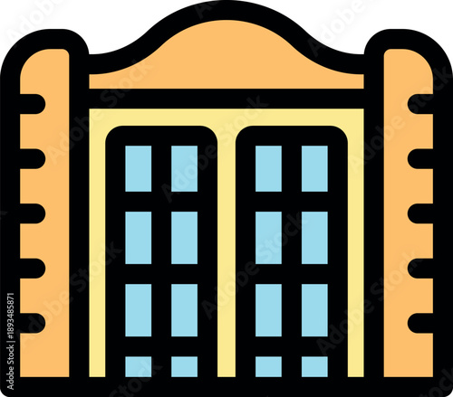 Iconic art deco architecture featuring symmetrical window design