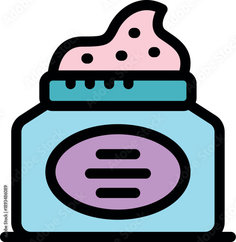 Vibrant jar filled with cream featuring decorative elements