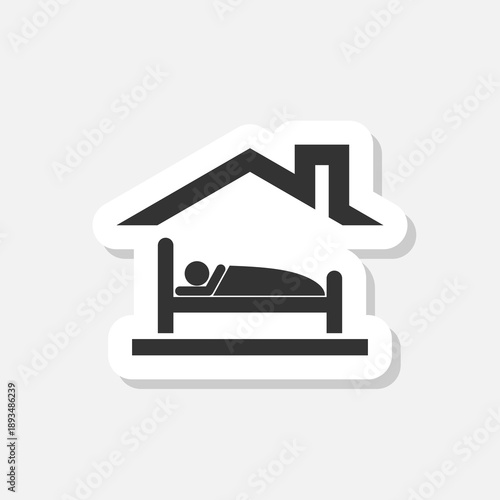 Sleep in house icon sticker isolated on gray background