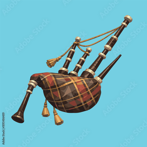 bagpipe with lowpoly art, eps 10 illustration
