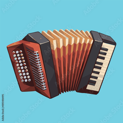 accordion with lowpoly art, eps 10 illustration