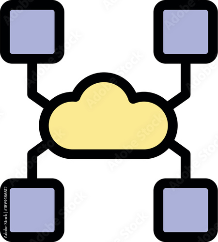 Illustration of a cloud network linking multiple nodes